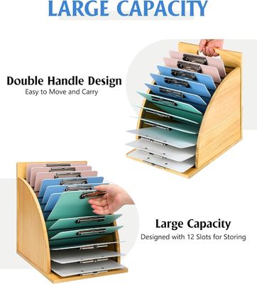 Organiseur de presse-papiers en bois multifonctionnel pour salle de classe et bureau