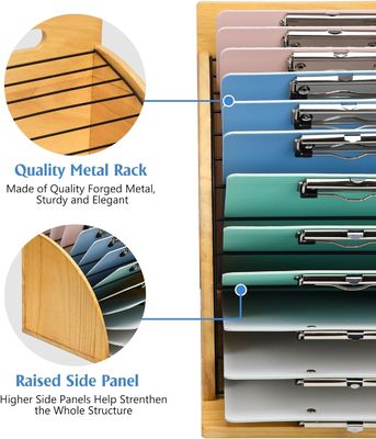 Organiseur de presse-papiers en bois multifonctionnel pour salle de classe et bureau