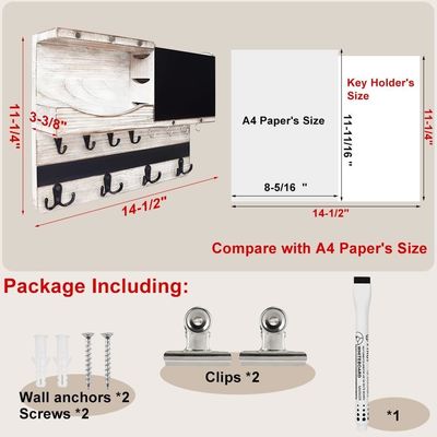 Monture murale rustique environnementale Organiseur de clés et de courrier avec carton pour la décoration de la ferme