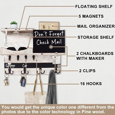 Monture murale rustique environnementale Organiseur de clés et de courrier avec carton pour la décoration de la ferme