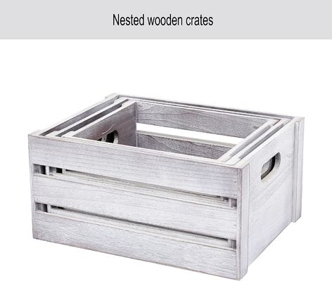 Caisse d'affichage en bois blanc rustique Ensemble de 3 caisses de stockage de pin décoratif NON pliable