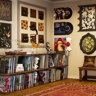 Étagère de disque industriel Meubles de rangement de disques en vinyle au design moderne