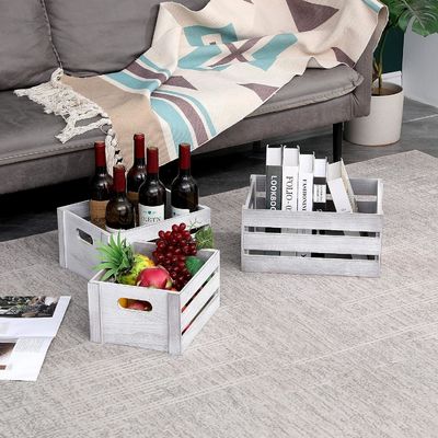 Caisse d'affichage en bois blanc rustique Ensemble de 3 caisses de stockage de pin décoratif NON pliable
