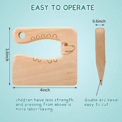 Matériau en bois Outils de cuisine couteau pour enfants en 2 pièces pour cuisiner et couper légumes fruits