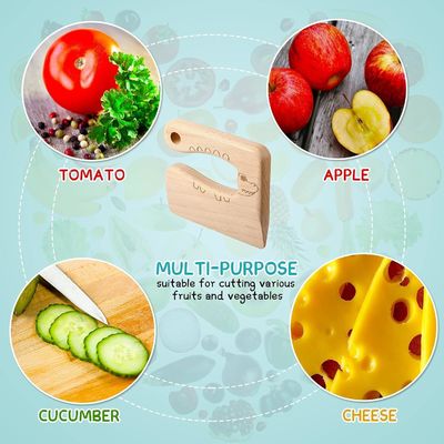 Matériau en bois Outils de cuisine couteau pour enfants en 2 pièces pour cuisiner et couper légumes fruits