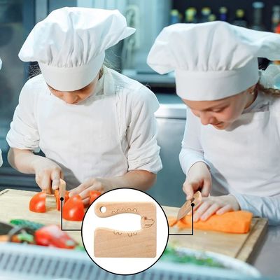 Matériau en bois Outils de cuisine couteau pour enfants en 2 pièces pour cuisiner et couper légumes fruits