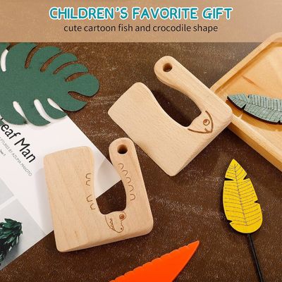 Matériau en bois Outils de cuisine couteau pour enfants en 2 pièces pour cuisiner et couper légumes fruits