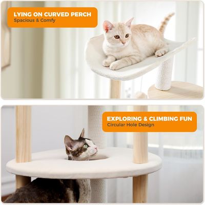 Taille personnalisée 51 pouces 5 niveaux de l' arbre de chat Centre d' activité de la tour de chat avec des poteaux de grattage beige