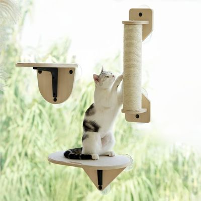 Accueil Meubles pour chats Montreur de fenêtre en bois Perchoir Escaliers d'escalade et poteaux de grattage
