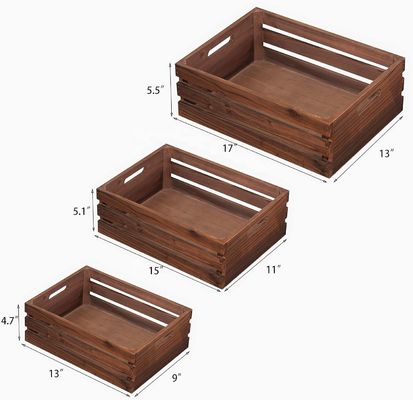 Décoration de la maison Ensemble personnalisé de 3 palettes en caisse en bois avec technique peinte