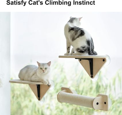 Accueil Meubles pour chats Montreur de fenêtre en bois Perchoir Escaliers d'escalade et poteaux de grattage