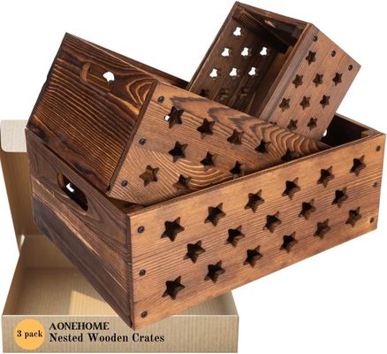 Caisse en bois pour le stockage de livres Logo personnalisé Acceptable Décoratif Nesting Caisses en bois