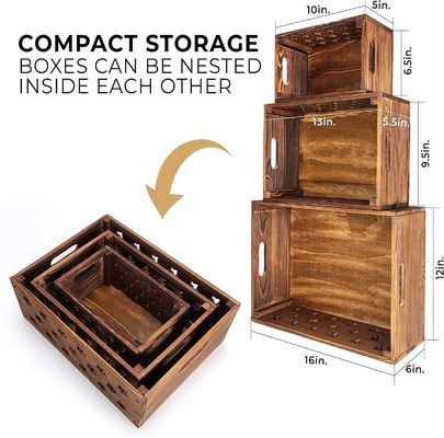 Caisse en bois pour le stockage de livres Logo personnalisé Acceptable Décoratif Nesting Caisses en bois