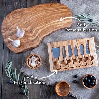 Planche à découper en bois d'olivier écologique et personnalisée pour hacher et fromage