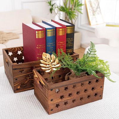 Caisse en bois pour le stockage de livres Logo personnalisé Acceptable Décoratif Nesting Caisses en bois