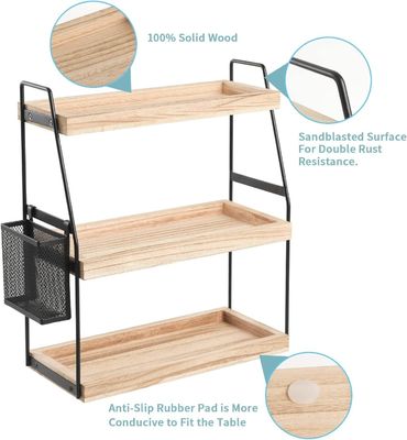 Conservatoire de cosmétiques organisateur de vanité 3 étages comptoir debout avec panier de bois plateau