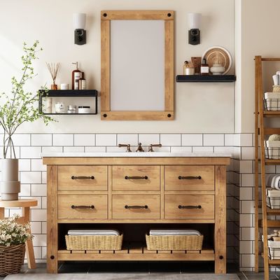 Bassins étagères de salle de bain en bois sur toilettes étagères flottantes montées sur le mur étagère de ferme rangement de papier toilette