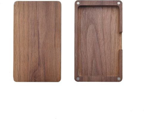 Casque de carte carré en bois noir avec fermeture magnétique Porteur de carte de visite en bois