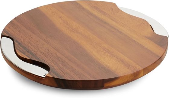 Logo personnalisé Acceptable planche de coupe d'acacia à rainures rondes avec couteau et étalon