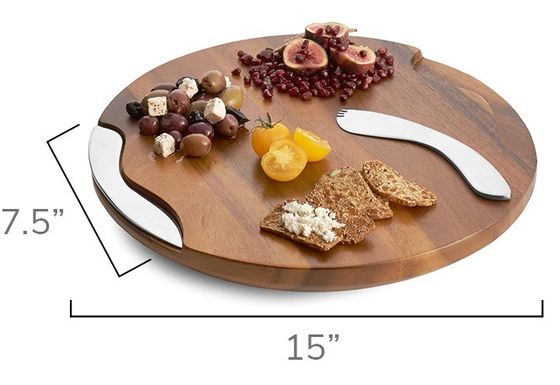 Logo personnalisé Acceptable planche de coupe d'acacia à rainures rondes avec couteau et étalon