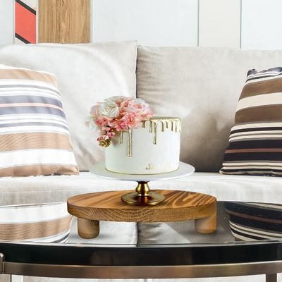 Boîte en bois ordinaire 2 Pack Bois Riser Plante Tabouret Affichage Rack Ronde Pot Fleur Piédestal Rétro Plante