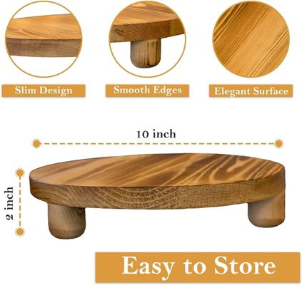 Boîte en bois ordinaire 2 Pack Bois Riser Plante Tabouret Affichage Rack Ronde Pot Fleur Piédestal Rétro Plante