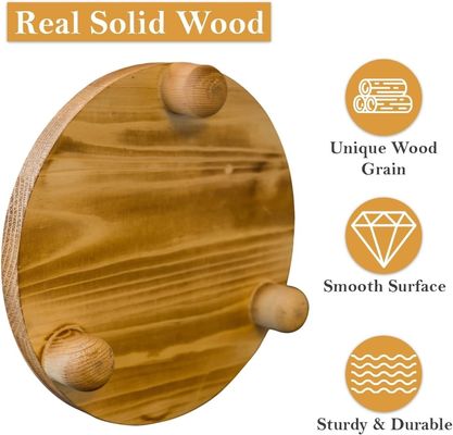 Boîte en bois ordinaire 2 Pack Bois Riser Plante Tabouret Affichage Rack Ronde Pot Fleur Piédestal Rétro Plante