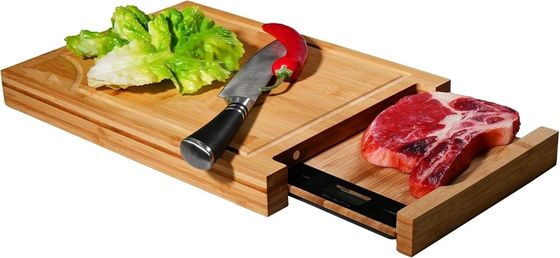 Taille personnalisée Logo Tableau de coupe de bambou professionnel avec des blocs de coupe à échelle et carrés