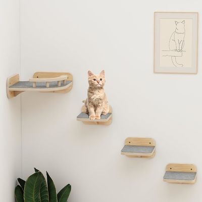 Accueil Meubles Taille personnalisée Monté sur le mur Meubles pour chats coin Escalier étagère Perches avec 3 marches larges