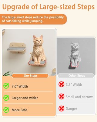 Accueil Meubles Taille personnalisée Monté sur le mur Meubles pour chats coin Escalier étagère Perches avec 3 marches larges