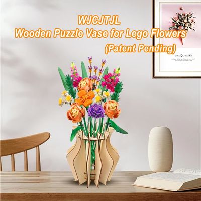 Vase de fleurs d'anniversaire en bois pour Lego Bouquet de fleurs