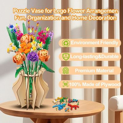 Vase de fleurs d'anniversaire en bois pour Lego Bouquet de fleurs