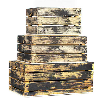 Ensemble de 3 petites caisses de stockage en bois avec poignées