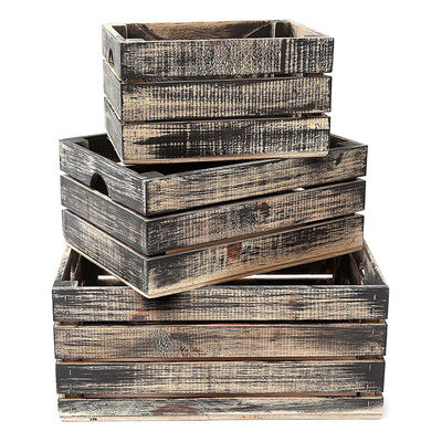 Ensemble de 3 petites caisses de stockage en bois avec poignées