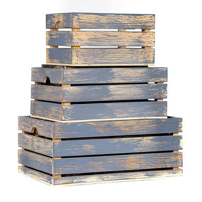 Ensemble de 3 petites caisses de stockage en bois avec poignées