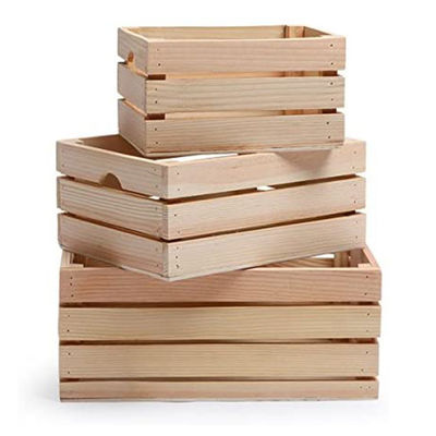 Ensemble de 3 petites caisses de stockage en bois avec poignées