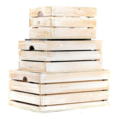 Ensemble de 3 petites caisses de stockage en bois avec poignées
