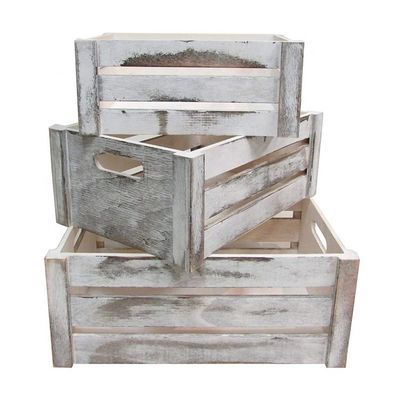 Ensemble de 3 caisses en bois avec poignées de corde