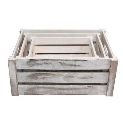 Ensemble de 3 caisses en bois avec poignées de corde