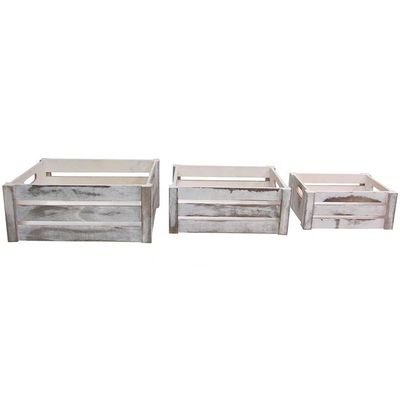 Ensemble de 3 caisses en bois avec poignées de corde