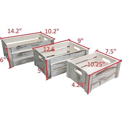 Ensemble de 3 caisses en bois avec poignées de corde