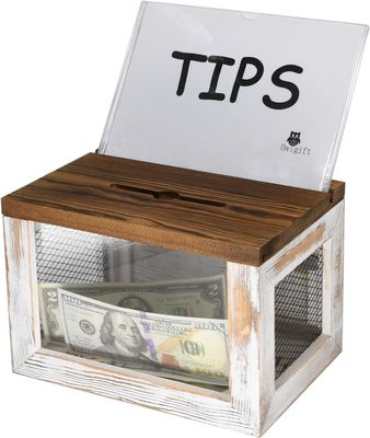 Conception de grille de fil Panel acrylique de bois de pin Boîte de collecte de dons de bulletins de vote pour la vaisselle