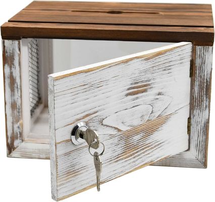 Conception de grille de fil Panel acrylique de bois de pin Boîte de collecte de dons de bulletins de vote pour la vaisselle