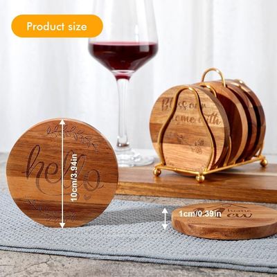 Impression personnalisée 9cm Bar ronde pour maison sous-vêtements de boissons bois sous-vêtements de bambou avec support