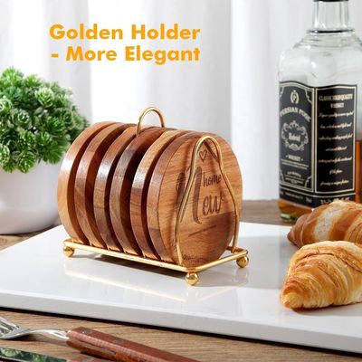 Impression personnalisée 9cm Bar ronde pour maison sous-vêtements de boissons bois sous-vêtements de bambou avec support