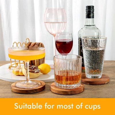 Impression personnalisée 9cm Bar ronde pour maison sous-vêtements de boissons bois sous-vêtements de bambou avec support