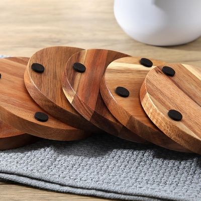 Impression personnalisée 9cm Bar ronde pour maison sous-vêtements de boissons bois sous-vêtements de bambou avec support