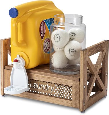 Organiseur de linge en bois, support durable pour les adoucisseurs de détergent, améliore le charme de la ferme