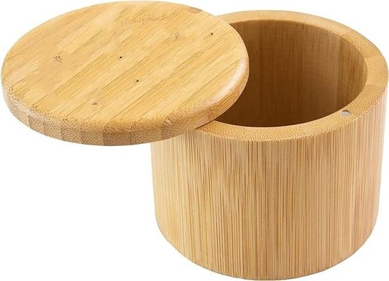 Boîte de stockage de la cave à sel en bambou multifonctionnelle avec couvercle magnétique faite à la main