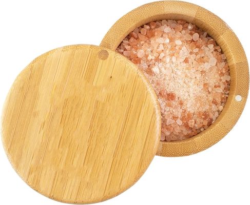 Boîte de stockage de la cave à sel en bambou multifonctionnelle avec couvercle magnétique faite à la main